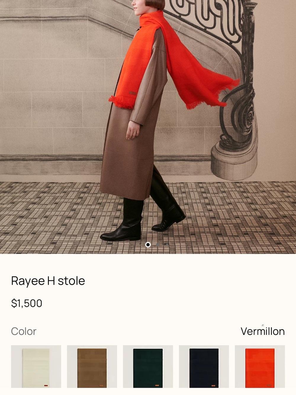 Hermes Rayee H stole in Vermillon